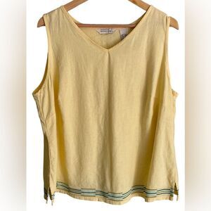 Melrose Studio Yellow Sleeveless Top Embroidered Trim Size 18W